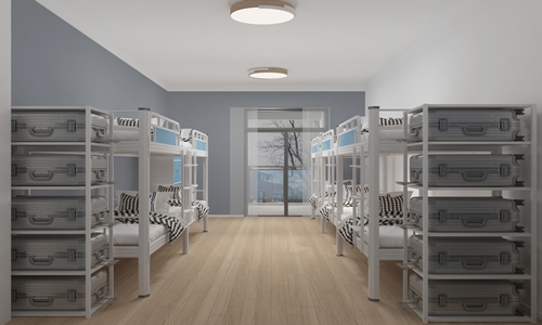 工廠用雙層鐵床，行李箱怎么放？