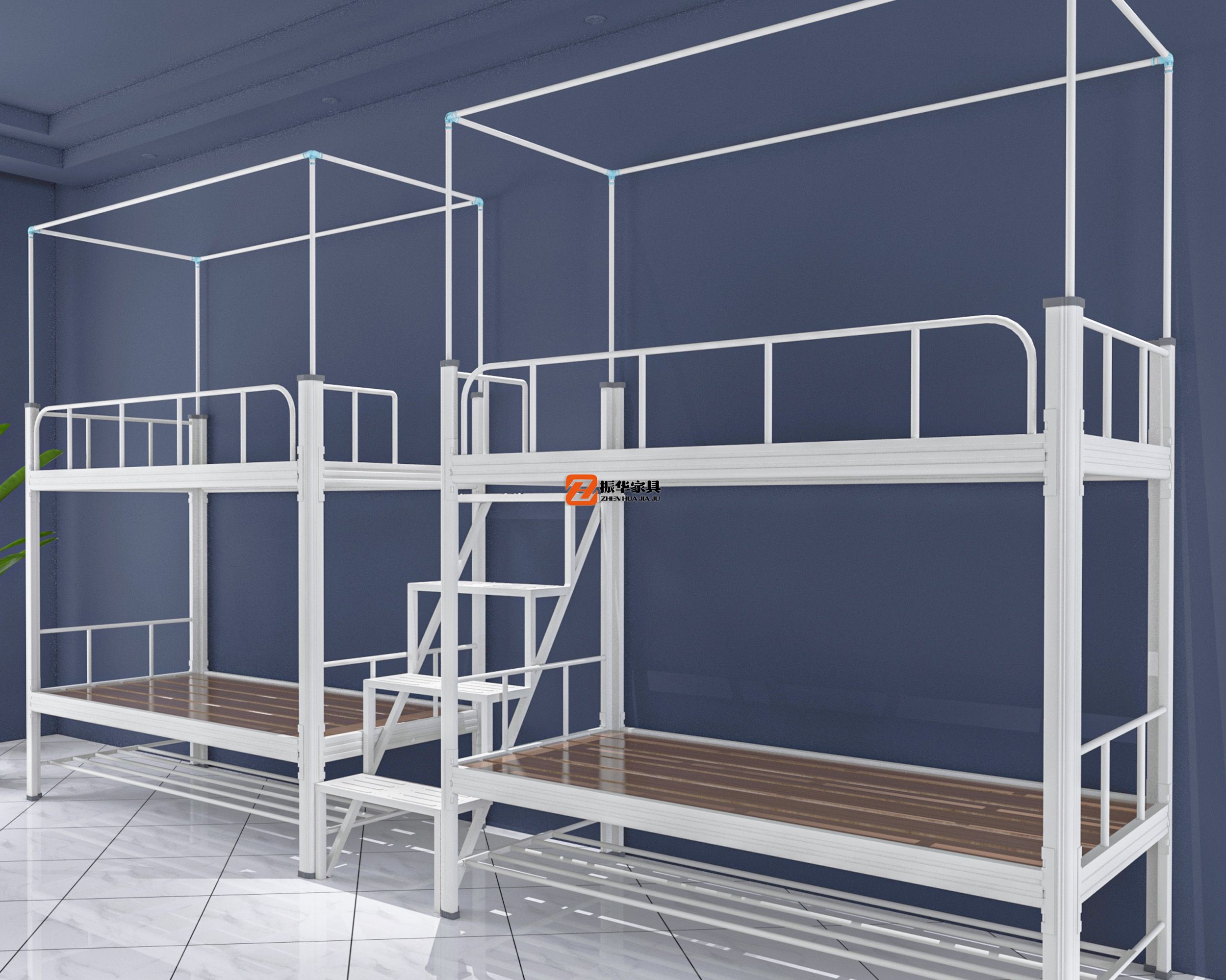 帶床簾的雙層鐵床連體上下鋪有多好用？